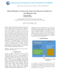 SMART HOME CONTROLLER THROUGH GOOGLE ASSISTANT and MOBILE APP Hemalatha Ikutti V Goutham Prakash