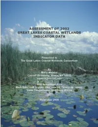 Assessment of 2002 Great Lakes Coastal Wetlands Indicator Data
