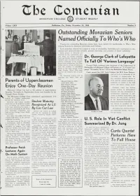 Itbe Comentan MORAVIAN COLLEGE STUDENT WEEKLY