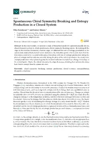 Spontaneous Chiral Symmetry Breaking and Entropy Production in a Closed System