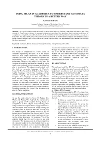 Using Jflap in Academics to Understand Automata Theory in a Better Way