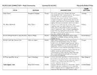 Book Summaries Updated 8-24-2021 *Recently Added Titles TITLE AUTHOR DESCRIPTION MAIN SETTING A