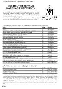 Bus Routes Serving Macquarie University