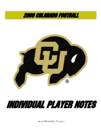 Individual Player Notes