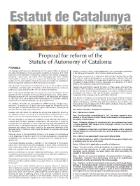 Proposal for Reform of the Statute of Autonomy of Catalonia