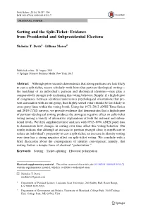 Sorting and the Split-Ticket: Evidence from Presidential and Subpresidential Elections