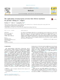 The Application of Transcription Activator-Like Effector Nucleases for Genome Editing in C