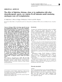 The Effect of High-Dose Thiotepa, Alone Or in Combination with Other