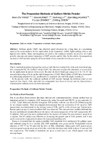 The Preparation Methods of Gallium Nitride Powder Wen-Zhi YANG