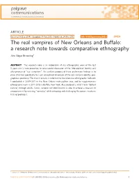 The Real Vampires of New Orleans and Buffalo: a Research Note Towards Comparative Ethnography