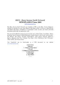 BIEN - Basic Income Earth Network NEWSFLASH 57 June 2009