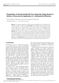 Preparation of the Essential Oil from Artemisia Argyi Grown in Qichun, China and Its Application in Antibacterial Effection