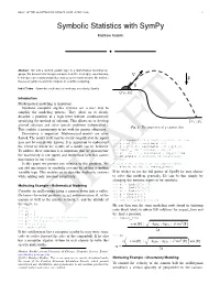 Symbolic Statistics with Sympy