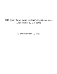 2019 Equity-Based Insurance Guarantees Conference Attendee List by Last Name