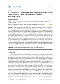 A Conceptual Framework for Complex Systems at the Crossroads of Food, Environment, Health, and Innovation