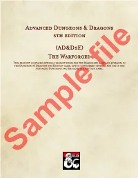 Advanced Dungeons & Dragons 5Th Edition (AD&D5E) the Warforged