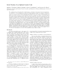 Early Fixation of an Optimal Genetic Code