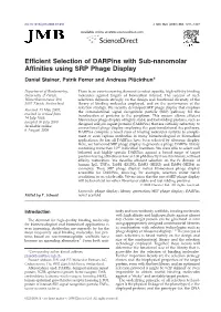 Efficient Selection of Darpins with Sub-Nanomolar Affinities Using SRP Phage Display
