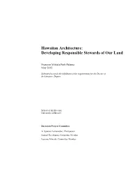 Hawaiian Architecture: Developing Responsible Stewards of Our Land