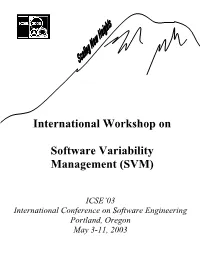 International Workshop on Software Variability Management