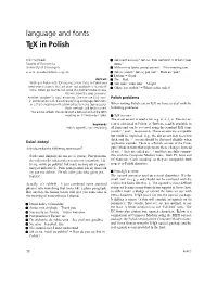 Language and Fonts TEX in Polish