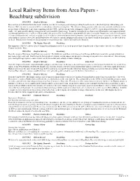 Local Railway Items from Area Papers