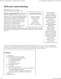 Molecular Nanotechnology - Wikipedia, the Free Encyclopedia