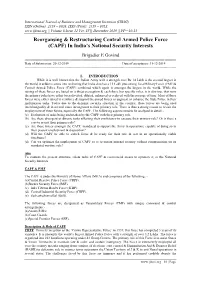 Reorgansing & Restructuring Central Armed Police Force (CAPF)