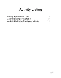 Activity Listing