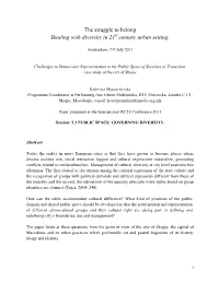 Challenges to Democratic Representation in the Public Space of Societies in Transition: Case Study of the City of Skopje