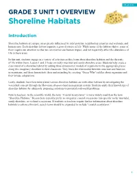 Grade 3 UNIT 1 Overview Shoreline Habitats
