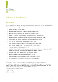 Philosophy Reading List ______