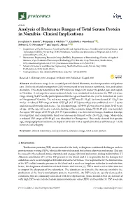 Analysis of Reference Ranges of Total Serum Protein in Namibia: Clinical Implications