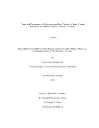 Causes and Consequences of Urban-Associated Song Variation: a Study of Vocal Behavior in the Northern Cardinal (Cardinalis Cardinalis)