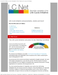 News for the Global Life Cycle Community • LC Net • November/December 2017 Edition