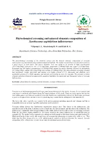 Phytochemical Screening and Mineral Elements Composition of Xanthosoma Sagittifolium Inflorescence