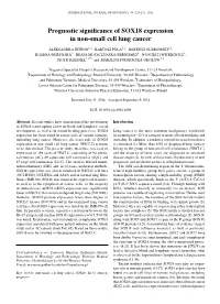 Prognostic Significance of SOX18 Expression in Non-Small Cell Lung Cancer