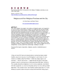 Religious and Non-Religious Practices and the City
