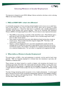 Selecting Ministers in Secular Employment