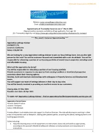 This Week's Featured Apprenticeship *** Apprentice Lettings Adviser LIVEWEST LTD Location