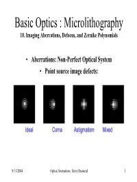 Basic Optics : Microlithography 10. Imaging Aberrations, Defocus, and Zernike Polynomials