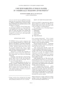 Core Responsibilities of Design Leaders in Commercially Demanding Environments *
