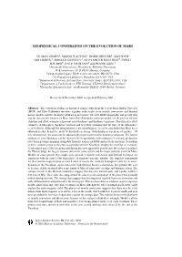 Geophysical Constraints on the Evolution of Mars