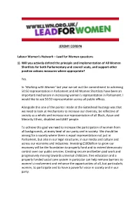 JEREMY CORBYN Labour Women's Network