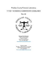 Pinellas County Forensics Laboratory Evidence Submission Guidelines