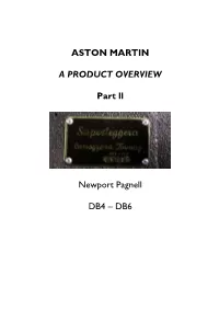 Aston Martin Product Overview Part II