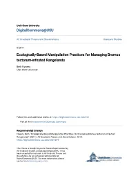 Ecologically-Based Manipulation Practices for Managing Bromus Tectorum-Infested Rangelands
