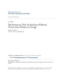 Modernism on Trial: an Analysis of Historic Preservation Debates in Chicago Stephen M