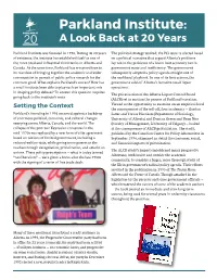 Parkland Institute: a Look Back at 20 Years
