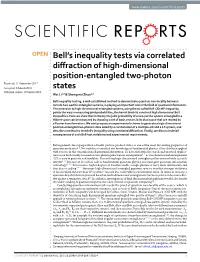 Bell's Inequality Tests Via Correlated Diffraction of High-Dimensional